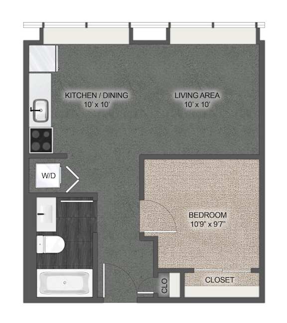 1Bed 1Bath N Floor Plan at Stella St. Paul Apartments, St. Paul, MN, 55102