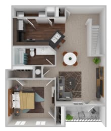 a stylized floor plan with a bedroom and living room at Century HomePlace, Alabama