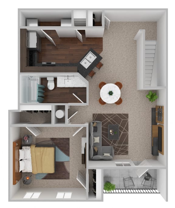 a stylized floor plan with a bedroom and living room at Century HomePlace, Alabama