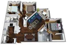 3 Bedrooms and 2 Bathrooms Floor Plans A at Century Town Center, Gainesville, 32607
