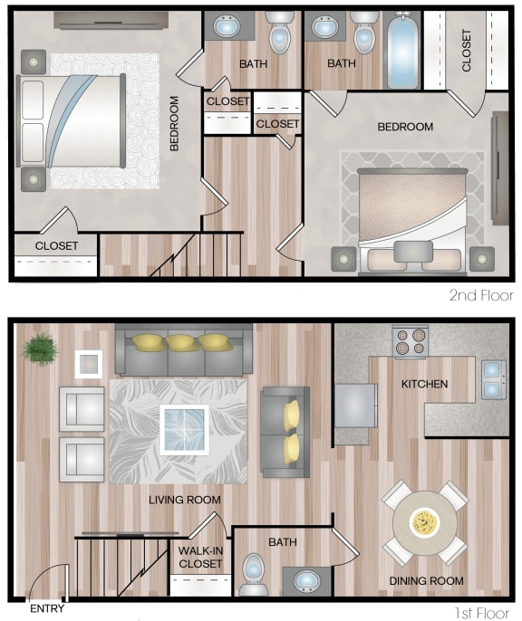 B3 | 2 Bed / 2.5 Bath | 1,180 Sq Ft at The Jackson, San Antonio, TX 78230