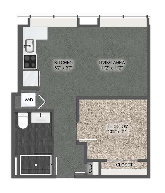 1Bed 1Bath Q Floor Plan at Stella St. Paul Apartments, Minnesota