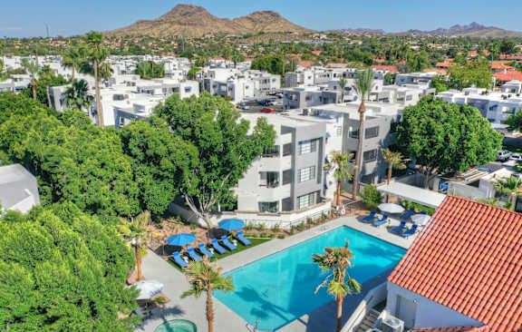 a view of the pool at Vaseo Apartments, Phoenix, AZ, 85022