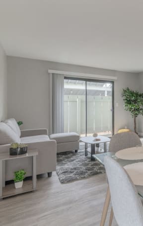 Large living room and kitchen at The Gates at the Marina Apartments, California