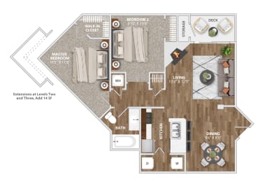 B1 Floor Plan at Waverly Place, North Charleston, SC