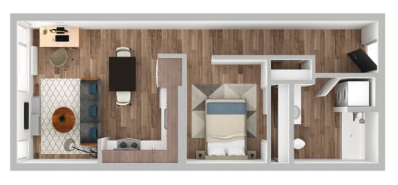 The Gabe Apartments in Portland, Oregon 1K Floor Plan
