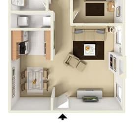 A4 - 1 bedroom 1 bath Floor Plan at Aviare Place, Texas, 79705