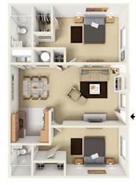 B2 - 2 bed 2 bath Floor Plan at Aviare Place, Midland, Texas