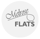 a logo that reads flats on a black background