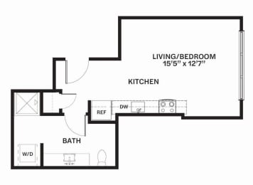 A2 Floor Plan at Corner 63 Apartments in Seattle, Washington
