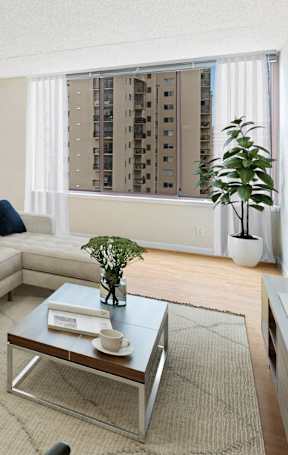 Apartment living area with den (virtually staged)  at Lenox Club, Arlington, VA
