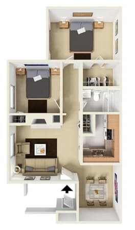 B1 - 2 bedroom 1 bath, 826 Sq Ft Floor Plan at University Gardens, Odessa, TX