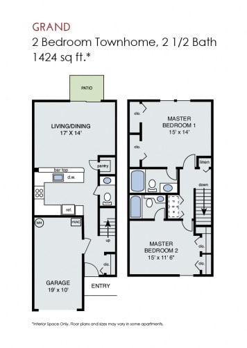 Floor Plan  Grand - 2 Bedroom Townhome w Garage