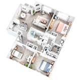 3Bedrooms 2Baths Floor Plan at Sand Creek Woods Apartments, Indiana