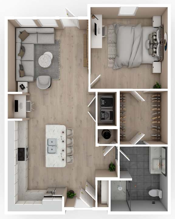1 Bed 1 Bath Floor Plan | 823 Sq. Ft. at Saltaire Apartment Homes in Santa Rosa Beach, FL