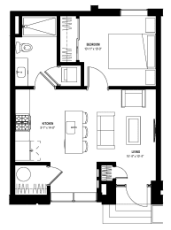 1 bed 1 bath floor plan at Glassworks, Philadelphia, Pennsylvania