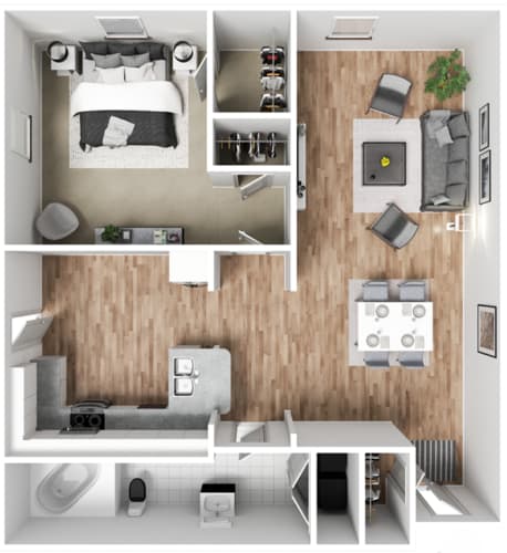Floor Plan  a1 floor plan  1 bedroom with 2 baths  129