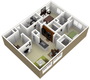 3000Sage - The McCue - 2 Bedroom 2 Bath - 3D