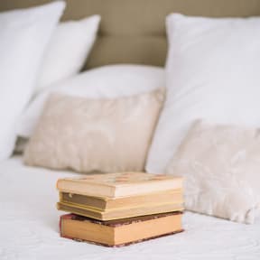 Books near pillows
