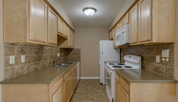 galley style kitchen at high point east apartments