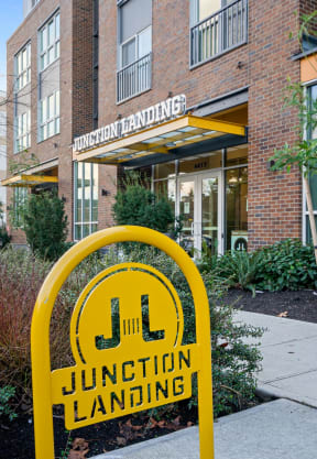 Junction Flats and Landing Exterior and Sign